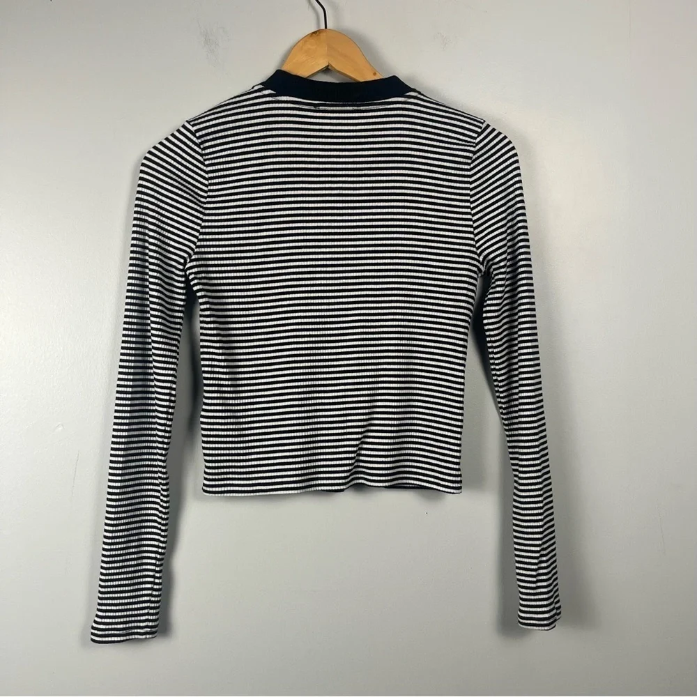 J. Crew Vintage rib lady jacket in stripe black white gold buttons size XS
